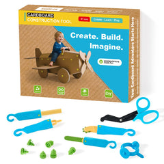HIKISS 168-piece cardboard tools kit boxed for family crafting sessions.