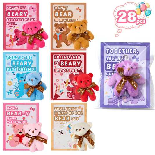 HIKISS valentine bear card set 28 for classroom gifts