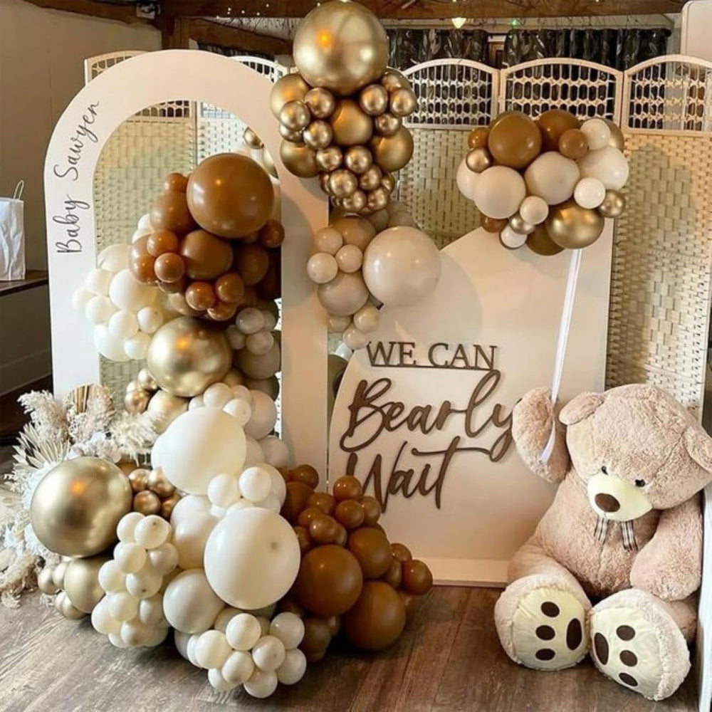 HILAVO apricot beige balloons provide warm contrast for baby showers and weddings.