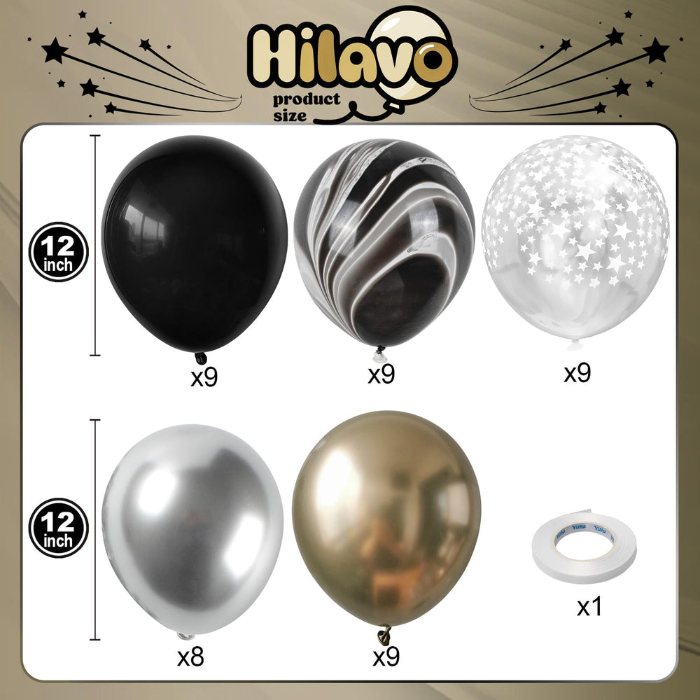 Hilavo marble black balloon adds premium texture to celebrations.
