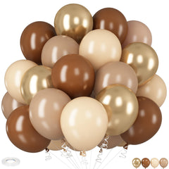 HILAVO brown gold balloons 12-inch set for elegant neutral events.