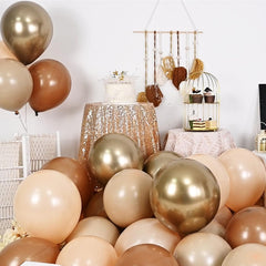 HILAVO metallic brown gold balloons shine under lighting for party focal points.