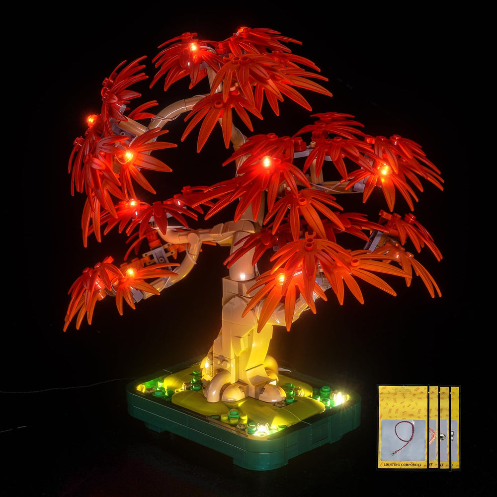 Compact modular lighting design enhances Lego displays without altering the model.