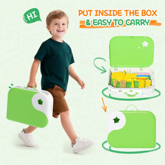 Hilsoeet hole-insertion design with bird motif guides tidy tool placement during play.