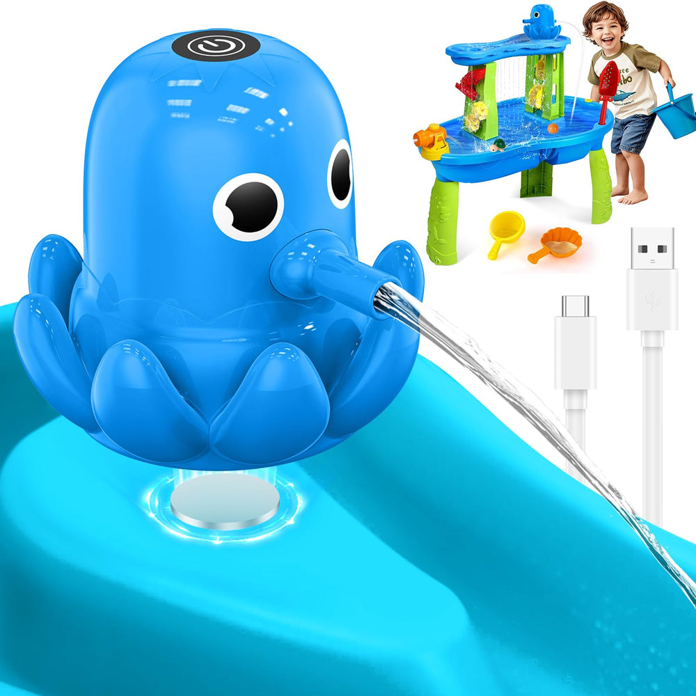 Hinastar octopus water-table pump in blue with magnetic mount for mess-free outdoor play