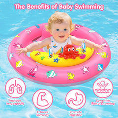 Hinzer pool float with sparkly dolphin toy stimulates senses during water exploration.