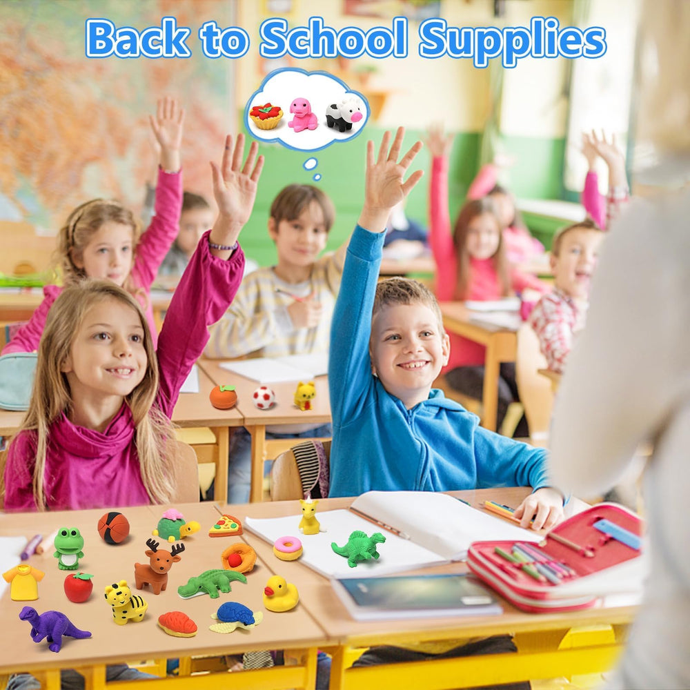 Hinzer take-apart erasers encourage hands-on play and early color-and-shape recognition.