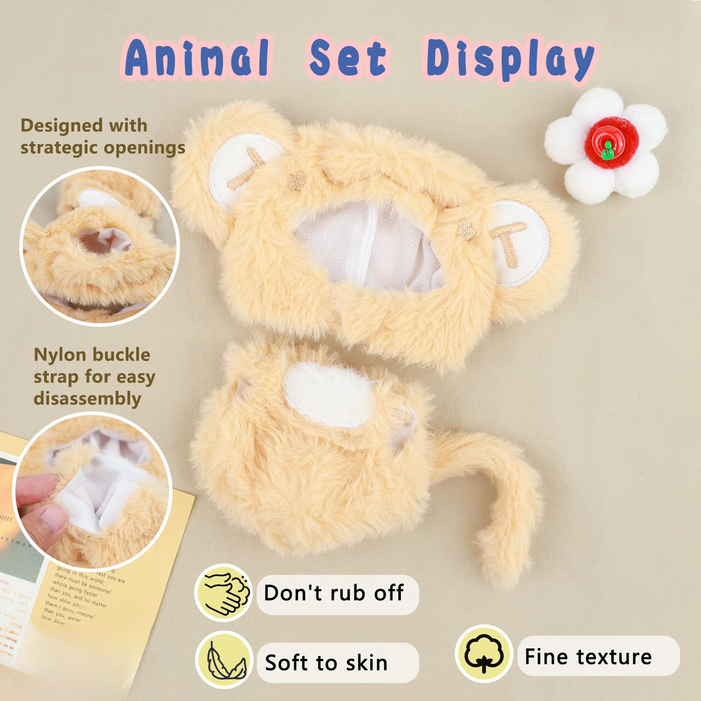 HiOKOU Labubu dinosaur outfit for 17cm doll, durable plush material