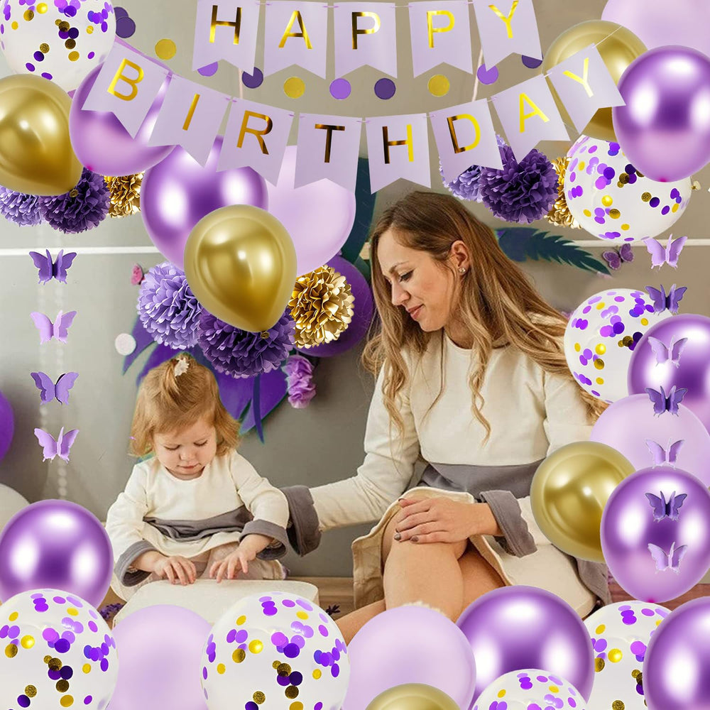 HipTree purple gold paper dots garland for chic backdrops.