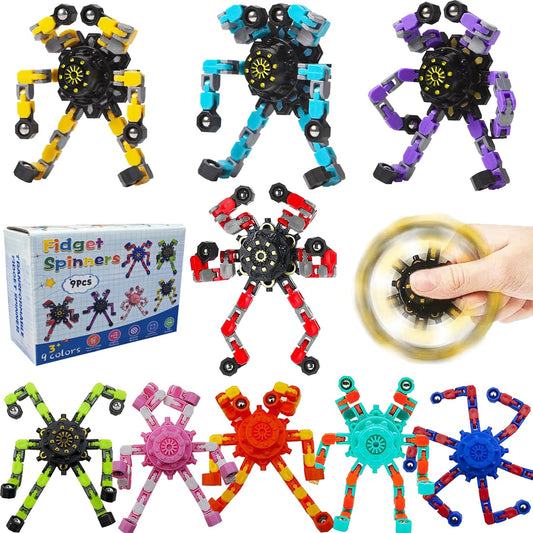 HiQCGS transformable fidget spinner color set for engaging sensory play and focus.