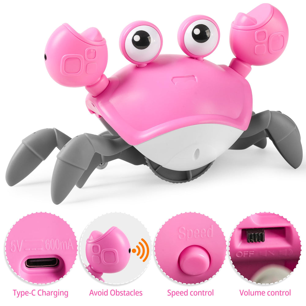Hirger Crawling Crab Toy Type-C charging for easy recharging.