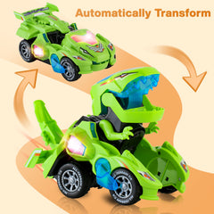 Hirger Transforming Dinosaur Car LED lights brighten nighttime play and attract attention