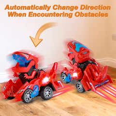 Hirger transforming dinosaur car toy side view showing dual car and dino modes for versatile play
