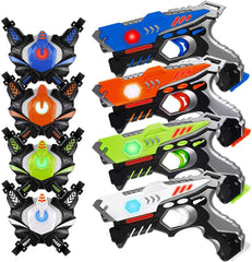 HISTOYE Laser Tag guns in a 4-pack, front view for quick family battles.