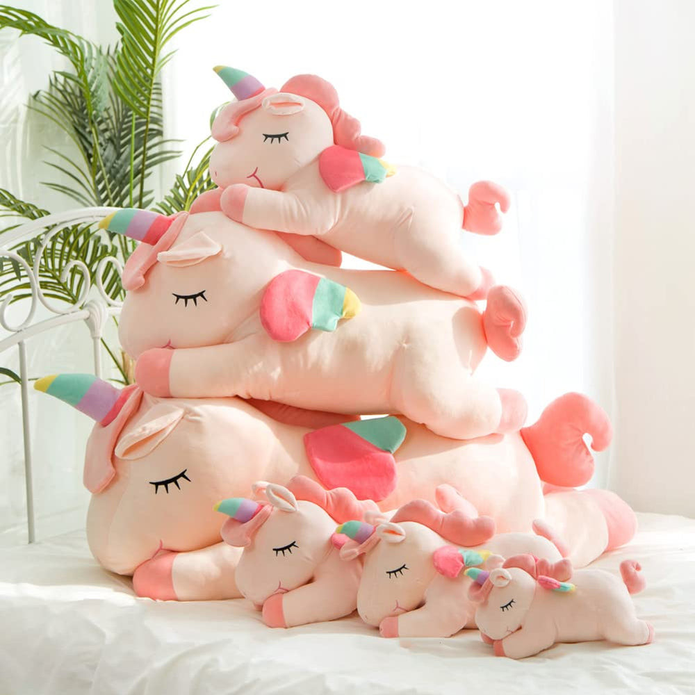 Hitoshe unicorn plush features a zipper design for easy fluffing and maintenance