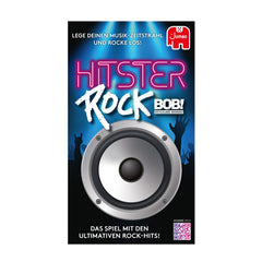 Hitster Rock box and cards show components for quick setup and immediate gameplay.