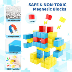Hiwawind magnetic blocks 1.18-inch size in hand demonstrates safe, kid-friendly dimensions.
