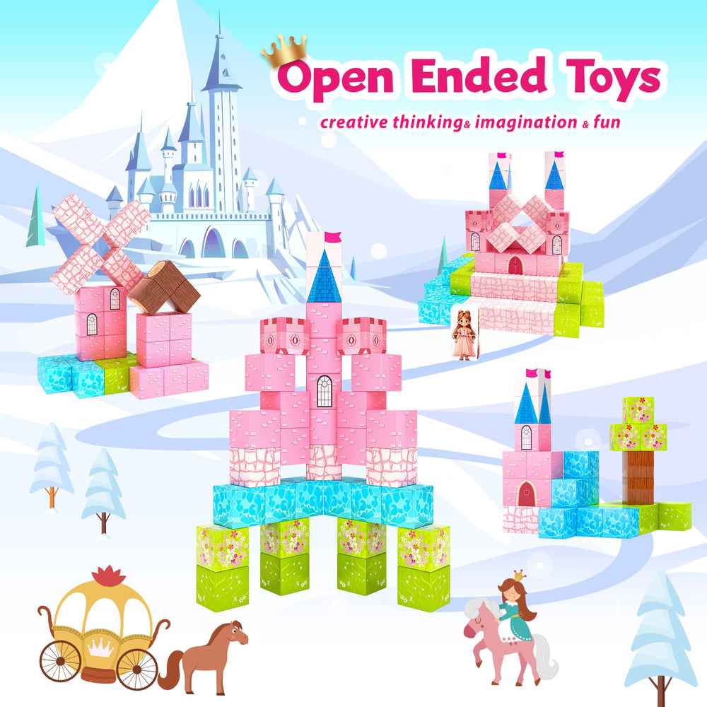 Hiwawind 64-piece magnetic blocks highlighting easy building and colorful patterns