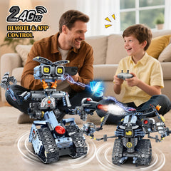 HiWEEGO bulldozer form robot toy for construction-inspired engineering play.