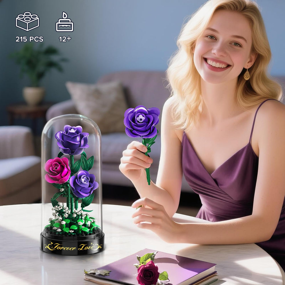 HiWEEGO durable mini bricks recreate varying rose heights for dynamic arrangements