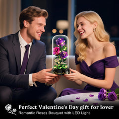 HiWEEGO Flowers Building Set purple rose LEDs illuminate a romantic mini garden