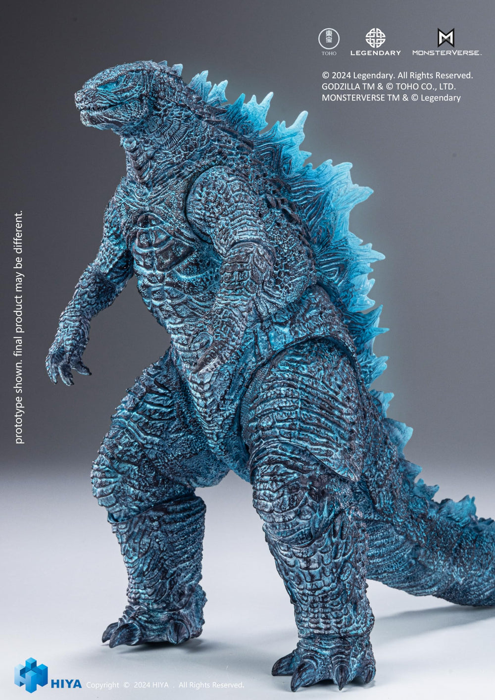 Hiya Toys Energized Godzilla skin texture detail enhances realism on the shelf