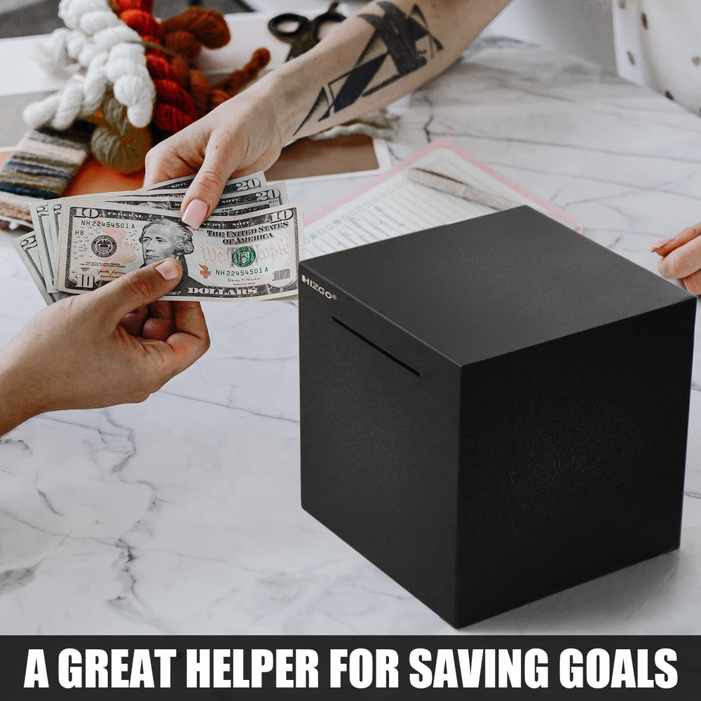 Hizgo piggy bank coin slot and top view for easy deposits