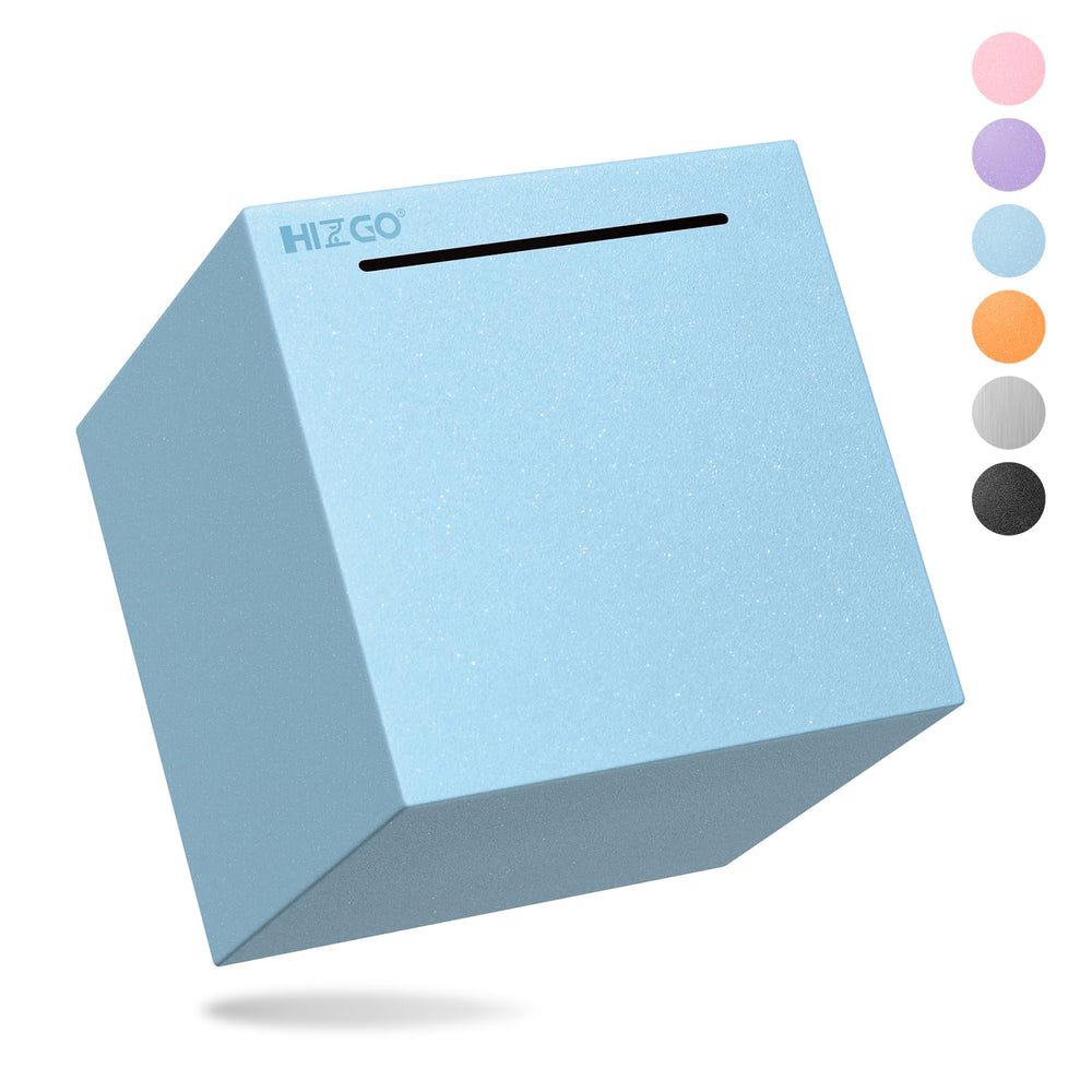 Hizgo Adults Blue Piggy Bank with frosted stainless steel finish for durable savings.