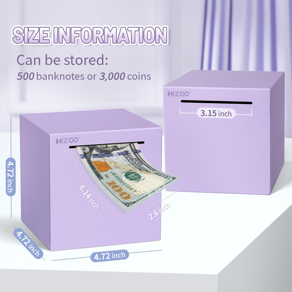 Hizgo purple piggy bank top slot for quick coin deposits and organized savings