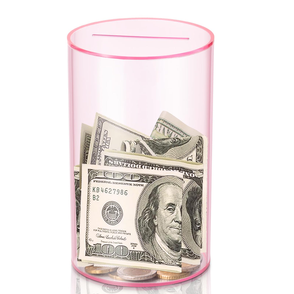Hizgo pink clear small piggy bank shows savings progress at a glance