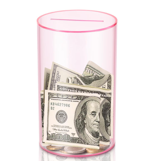 Hizgo pink clear small piggy bank shows savings progress at a glance