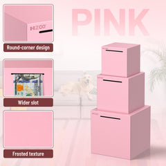 Hizgo pink piggy bank unopenable design to encourage consistent saving.