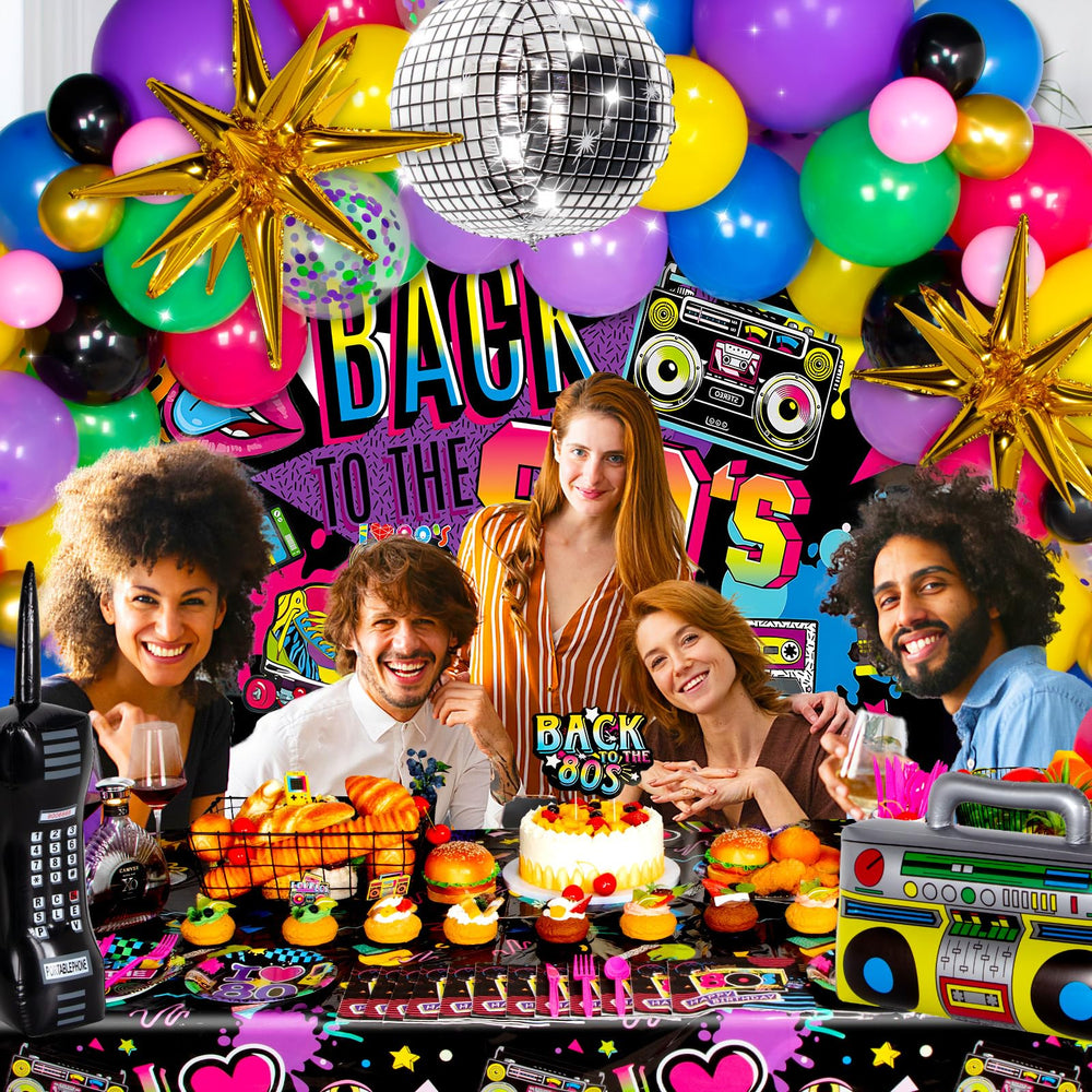 HJINGY back to the 80s backdrop anchors party scenes and photo backdrops