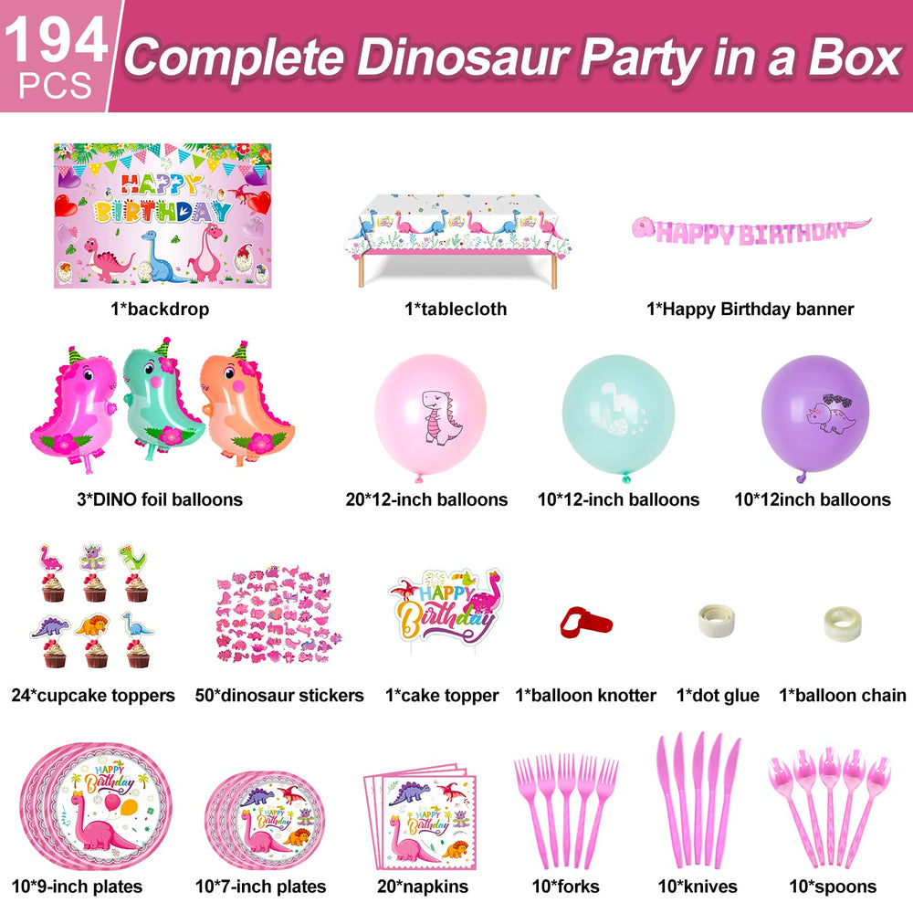 HJINGY pink dinosaur balloons create a playful, colorful party atmosphere.