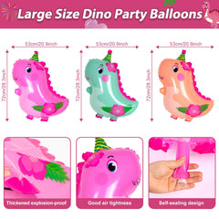 HJINGY purple dinosaur balloons add contrast to dessert tables.