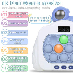 HLXY Astronaut design push bubble toy lighting up to boost concentration during tasks.