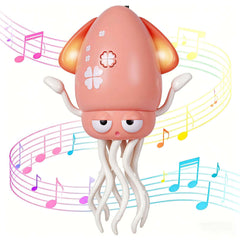 HLXY Dancing Octopus Toy pink crawling to engage tummy time and movement.