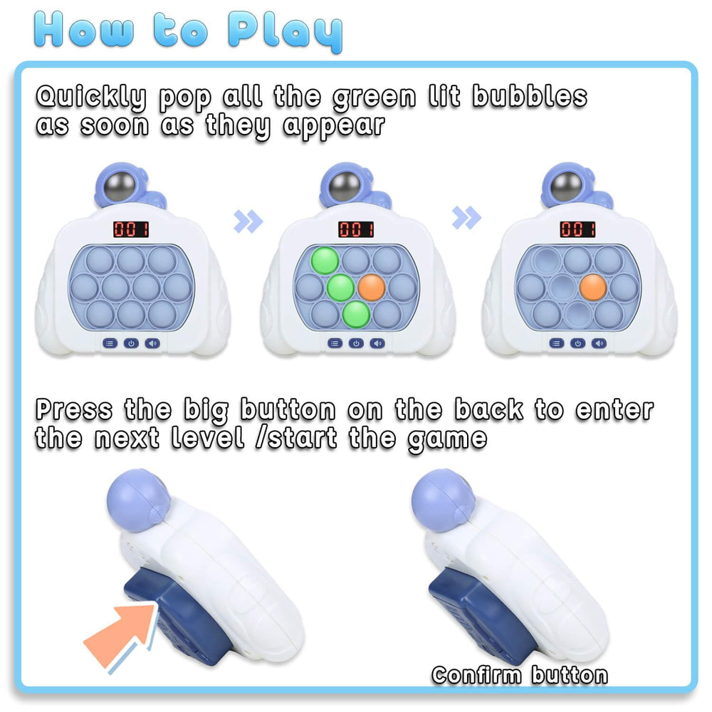 HLXY 12-mode pop game provides quick challenges to improve reaction time and memory.