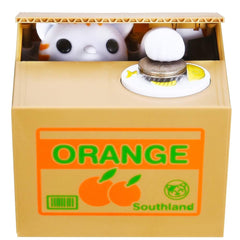 HmiL-U Cat Stealing Money Bank orange front view encourages saving habits