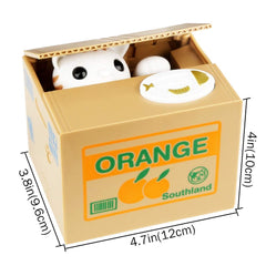 HmiL-U Cat Stealing Money Bank orange stealing action demo for kids