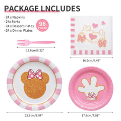 HMJDZH Minnie 7-inch pink dessert plates for sweet treats