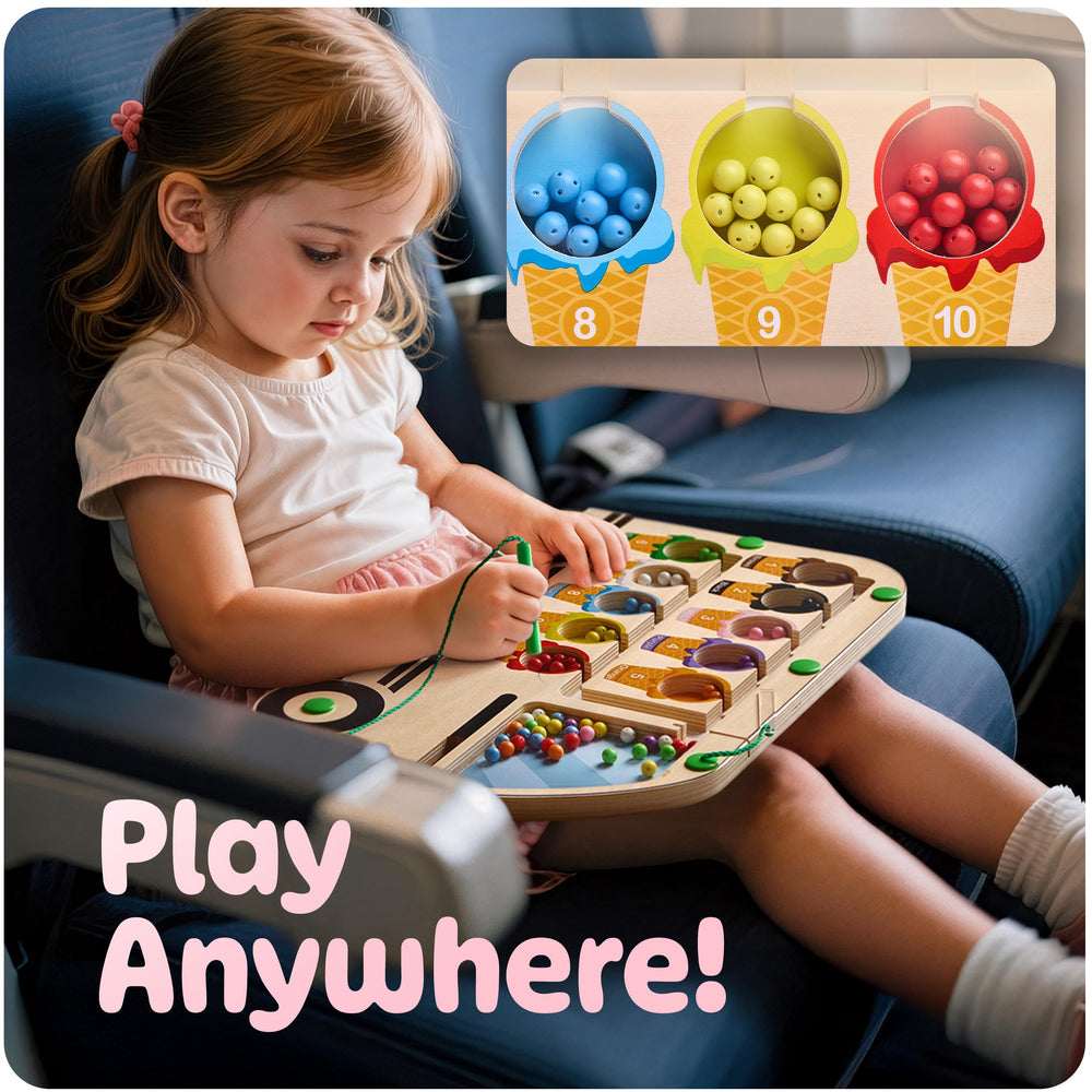 HMmagnets ice cream truck wooden base ensures sturdy play