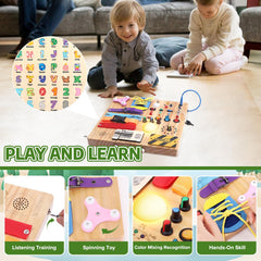 Hoarosall Busy Board locks and latches support fine motor skill development.