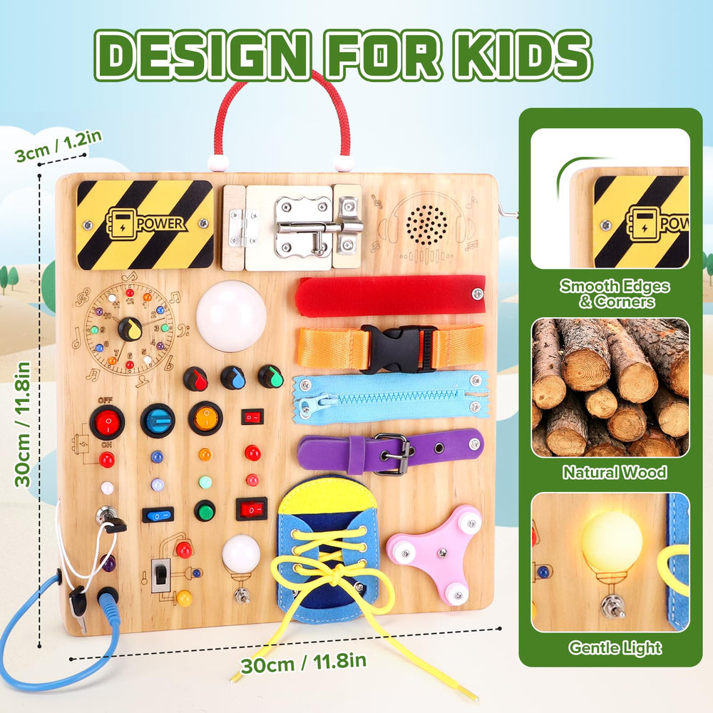 Hoarosall Busy Board zippers encourage hand coordination and focus during pretend play.