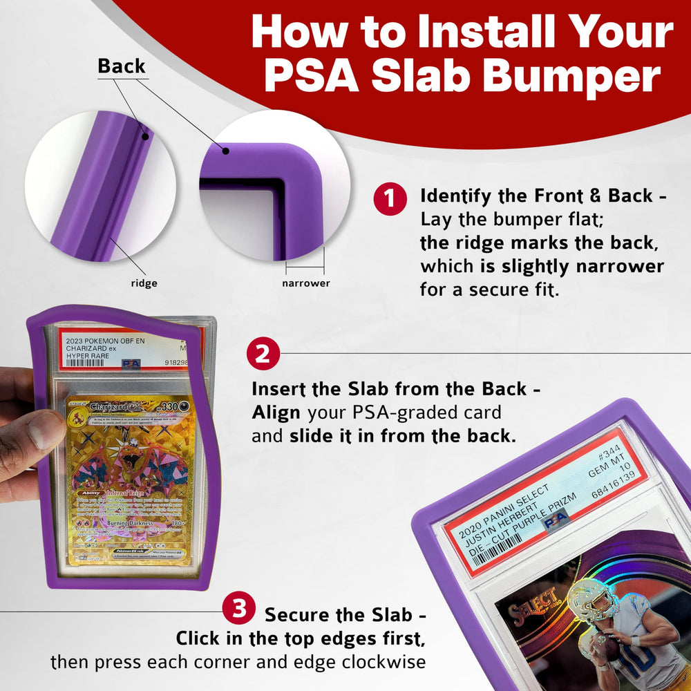 Hobby Defense PSA Slab Bumper on-slab fit demonstrates snug protection without obscuring artwork.