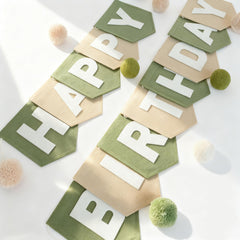 HODIHIWI felt banner in green khaki ready to hang for celebrations.