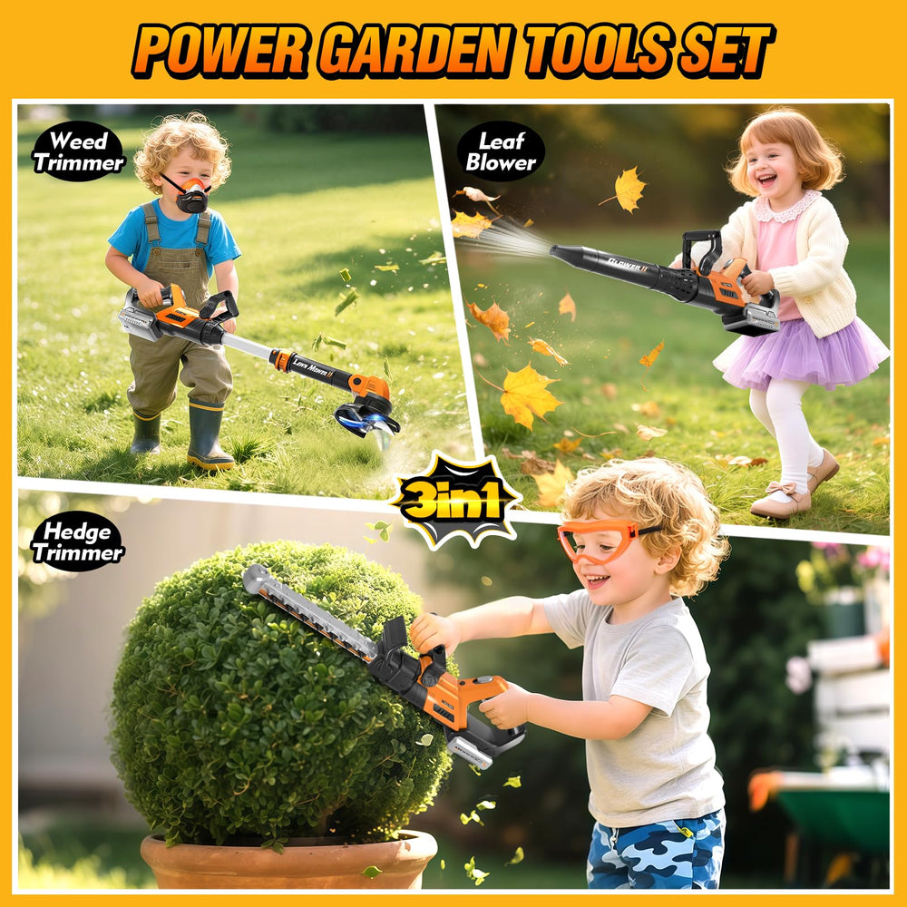 Hodurgyi 3-in-1 toy leaf blower demonstrates pretend gardening action