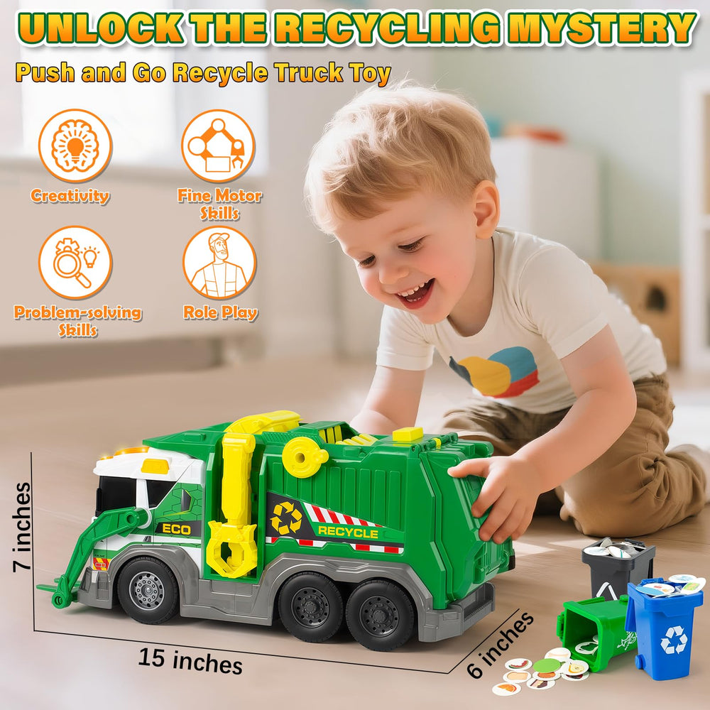 Hodurgyi garbage truck toy color bins for waste sorting practice