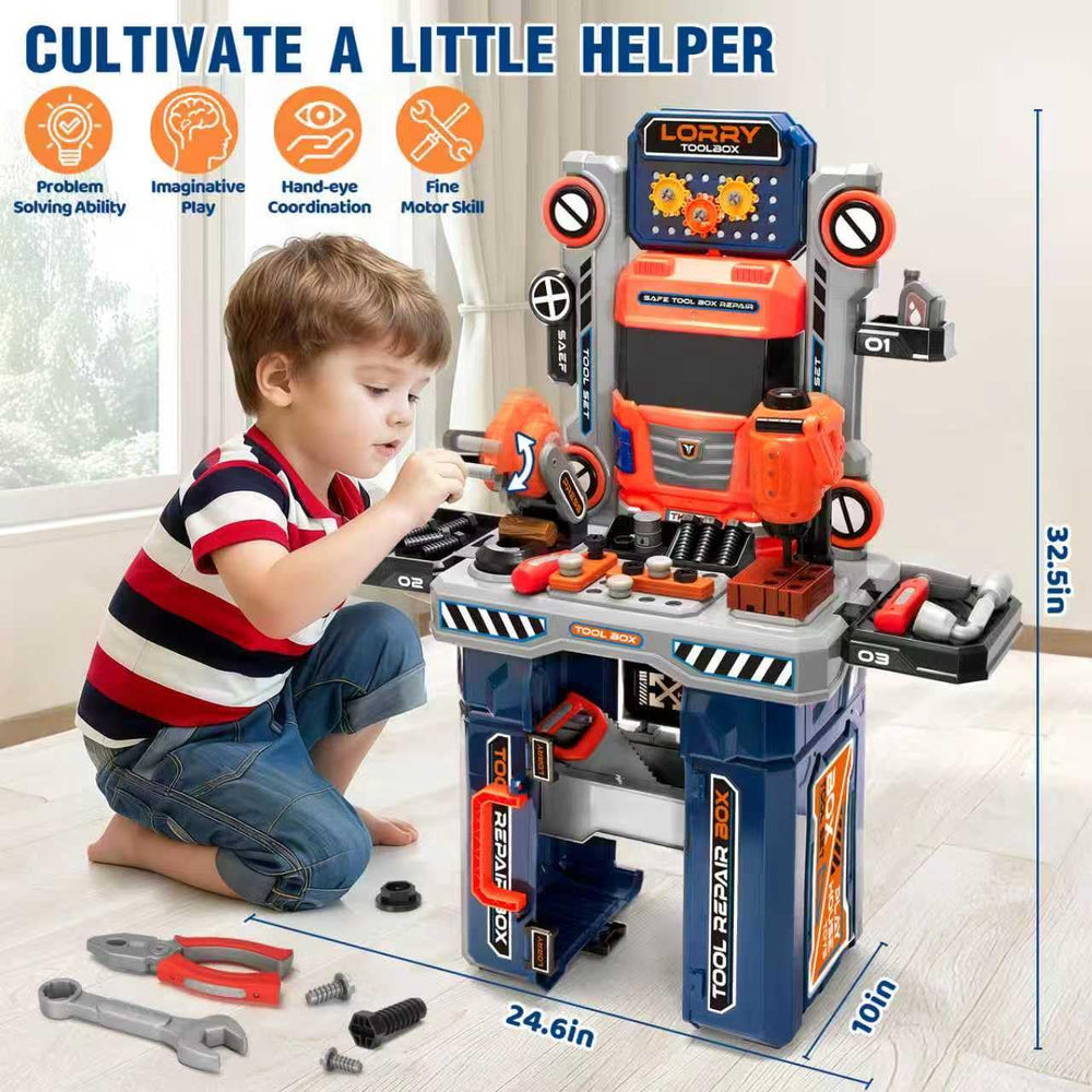 Hodurgyi toy power miter saw on sturdy table for realistic pretend work