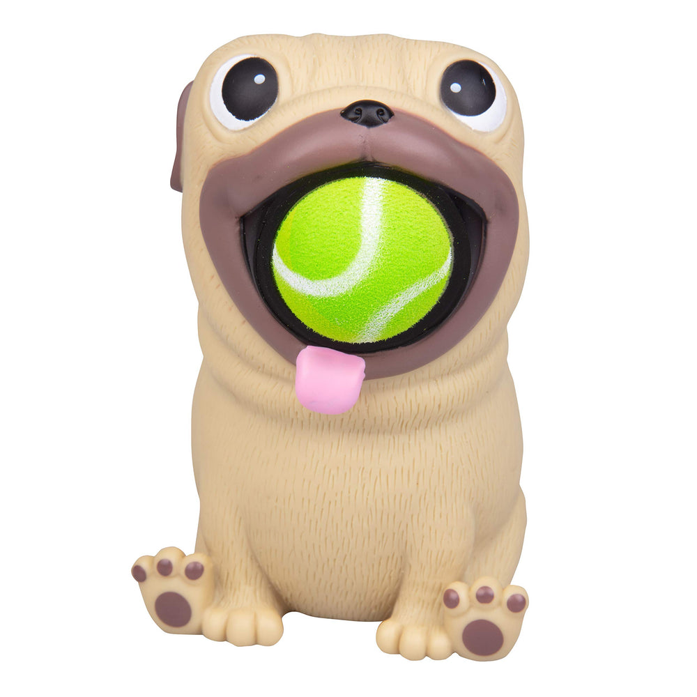 Hog Wild Pug Ball Popper includes four soft foam balls for safe launches